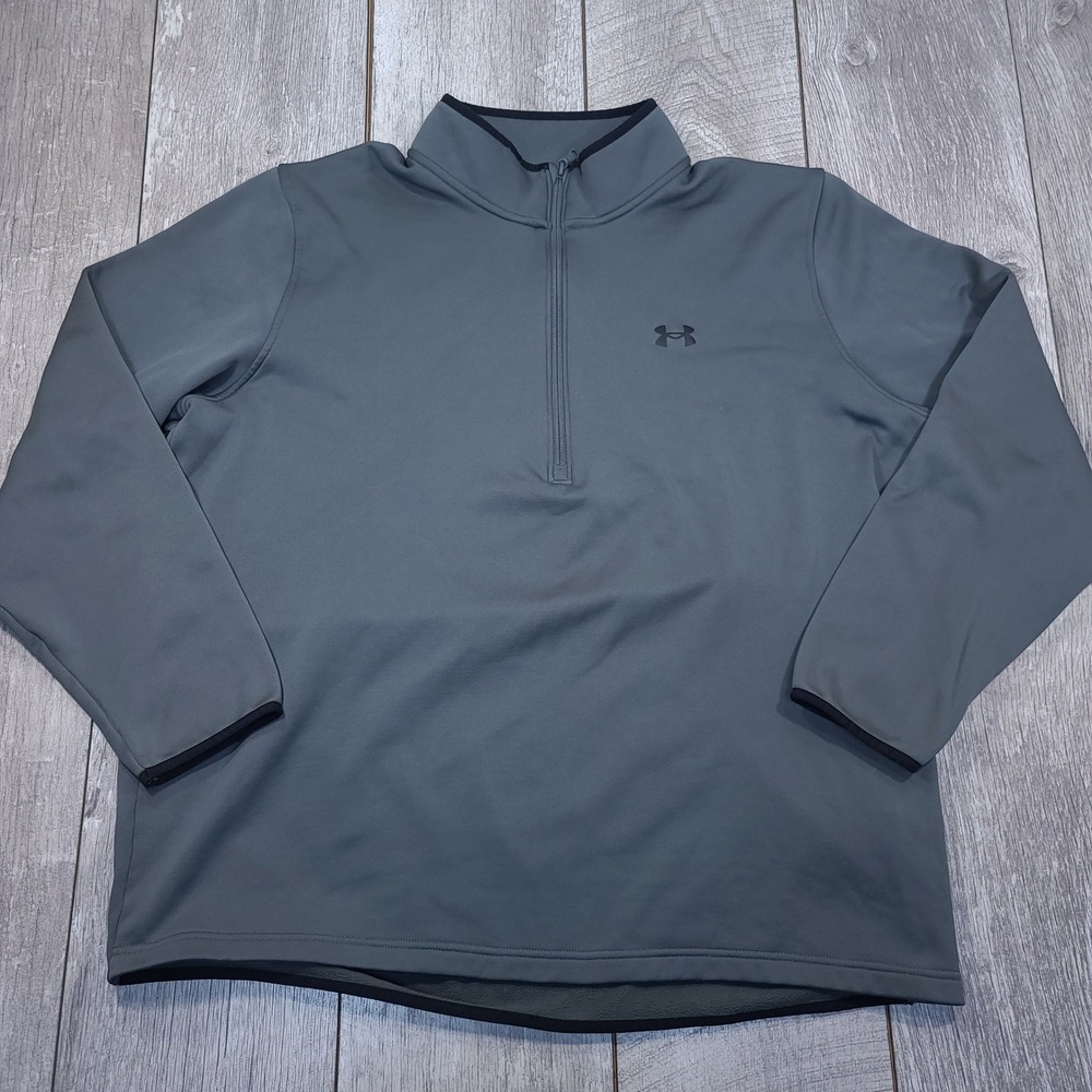 Under Armour Pullover Mens Size 4XL Gray ColdGear Fleece Quarter Zip 1357145